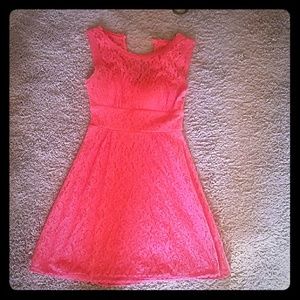 Coral lace dress